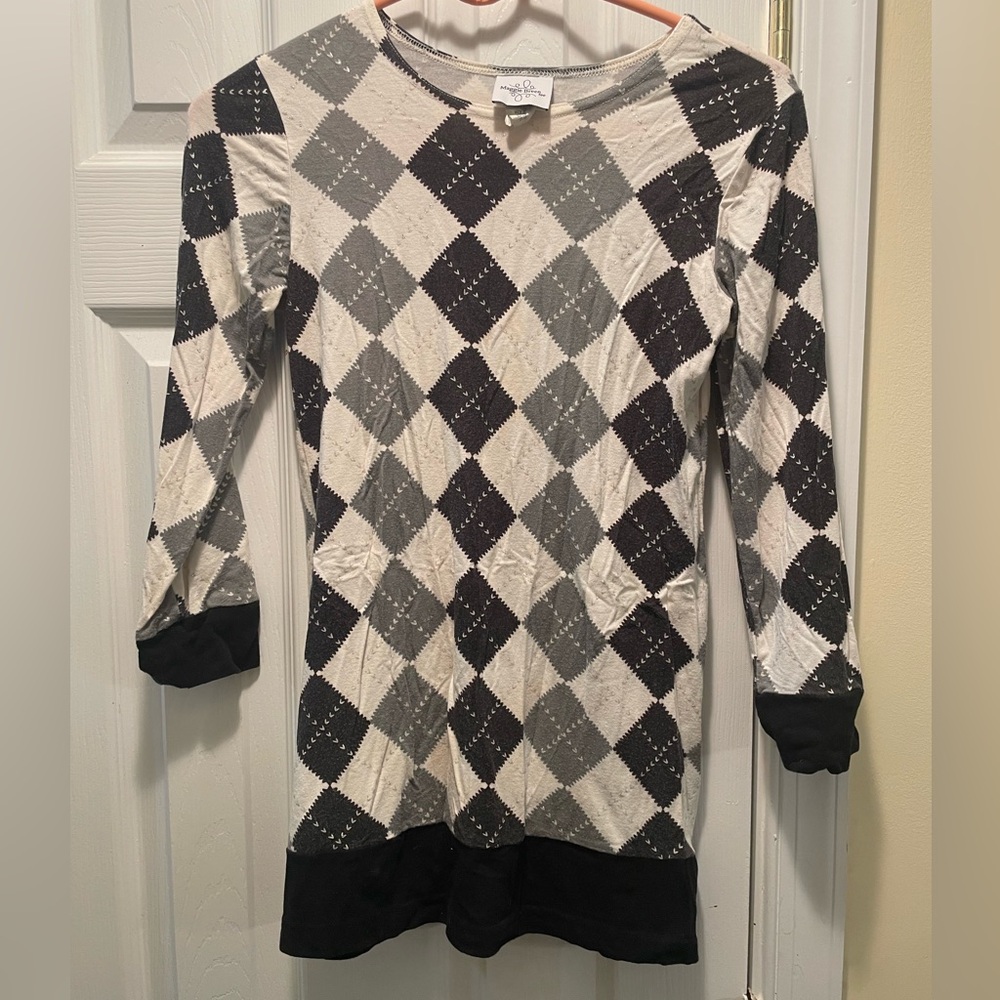Argyle Patterned Long Sleeve Dress